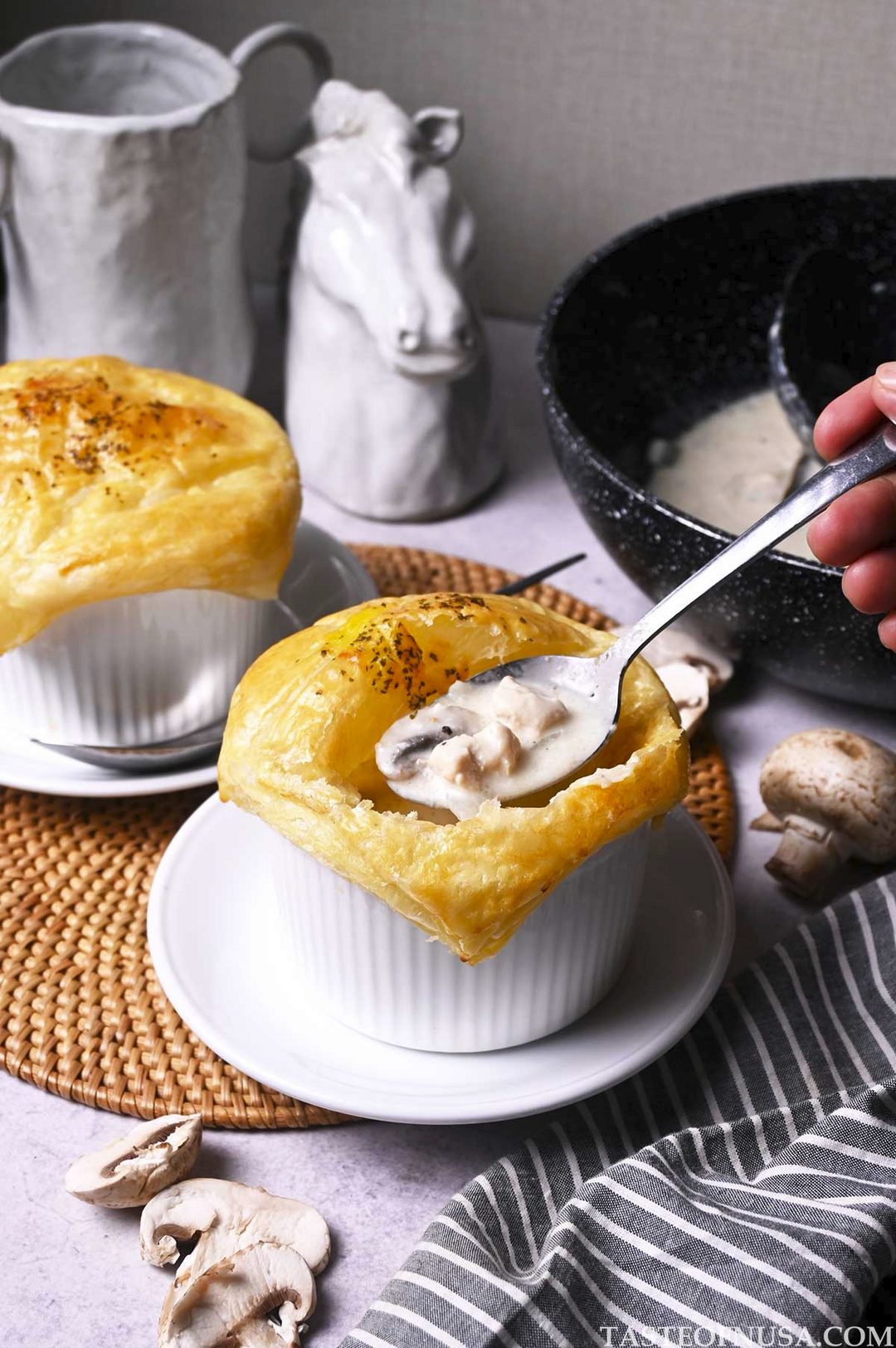 CREAMY MUSHROOM SOUP WITH PUFF PASTRY
